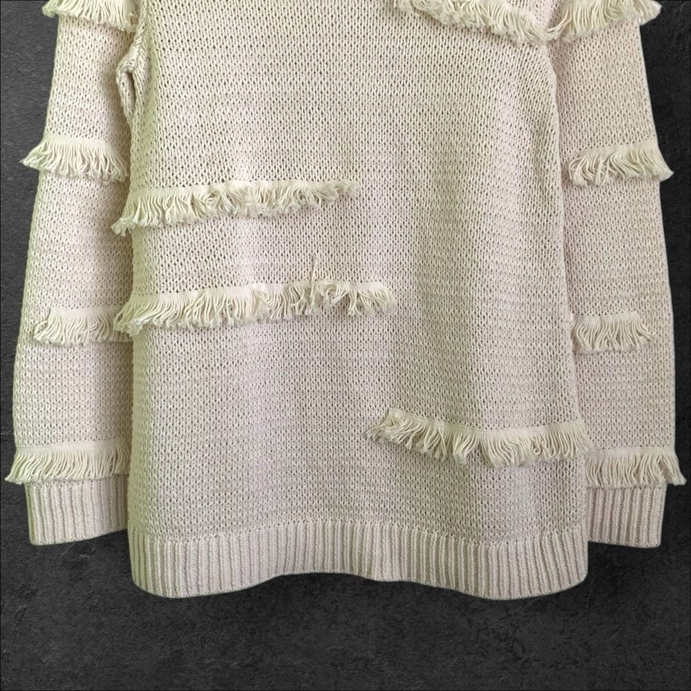 LOFT Cream Fringe Sweater - Picture 4 of 8
